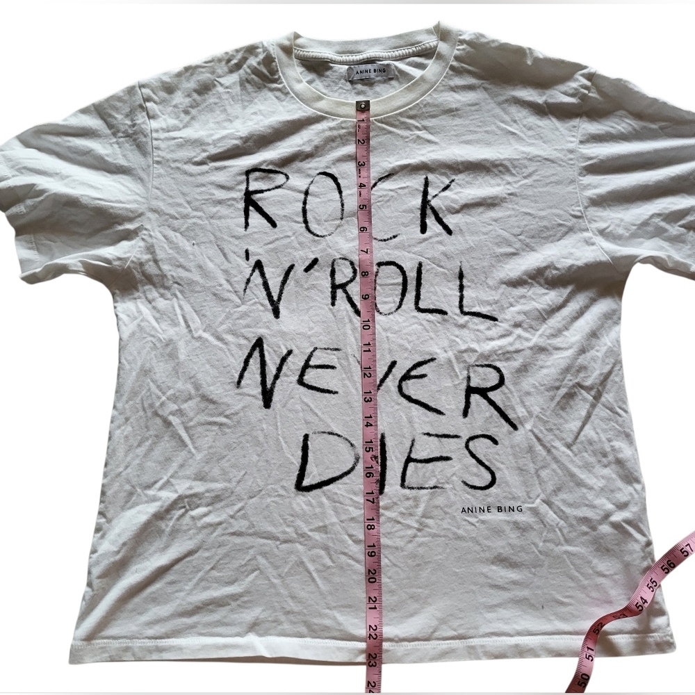 Anine Bing White T Shirt Womens 100% Cotton White Rock N Roll Size L Punk - Picture 6 of 8
